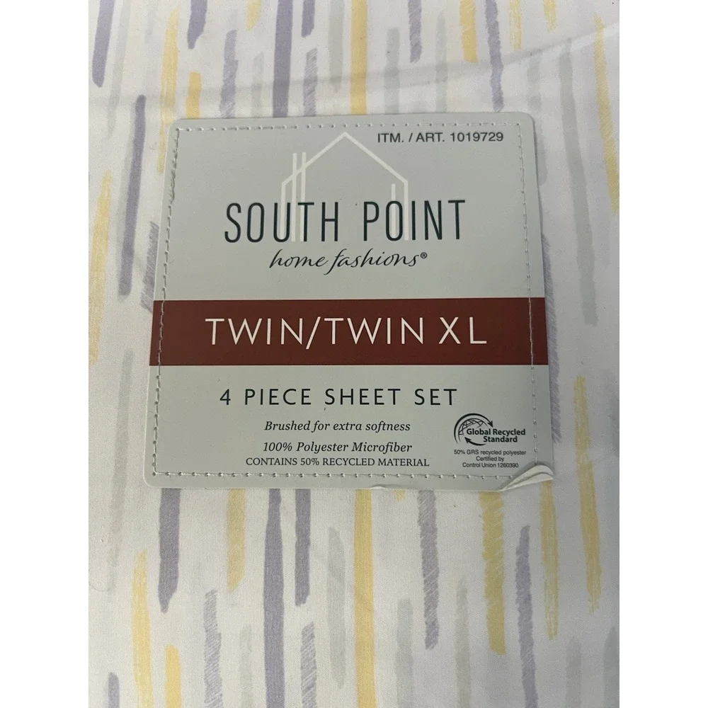 South Point Home Fashions Twin/Twin XL 4 Piece Sheet Set Yellow Purple Abstract